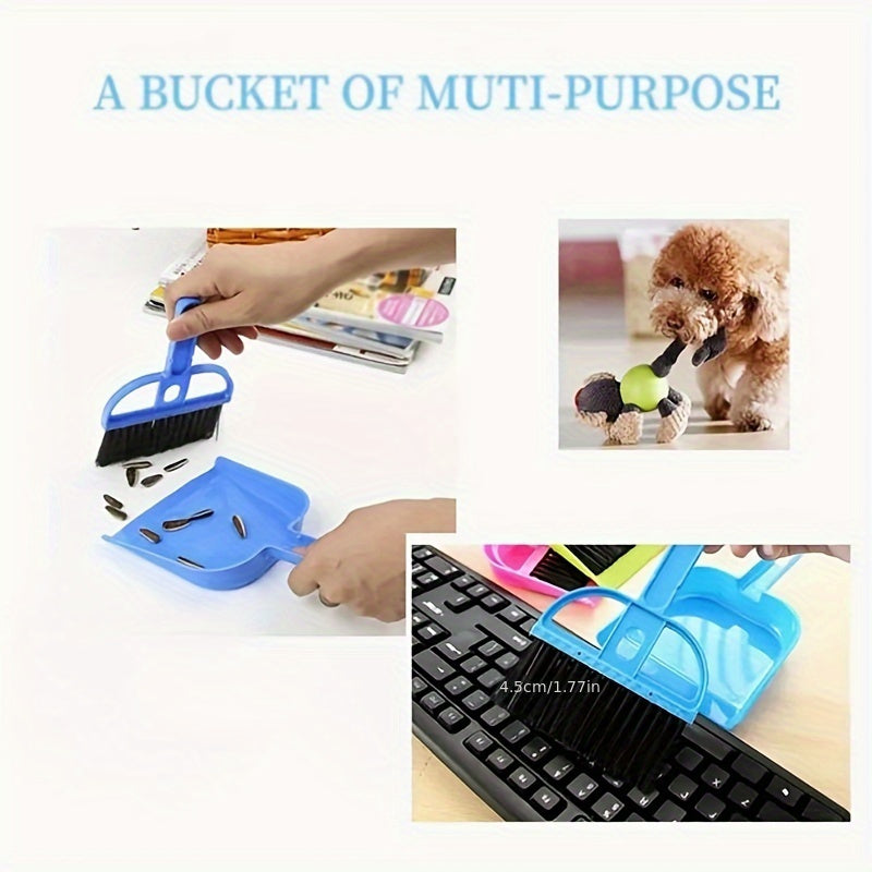 2pcs Mini Broom and Dustpan Cleaning Brush Set, Hard Bristle with Dustpan Pet Supplies Handheld Cleaning Kit, Portable Durable No-Charge Required