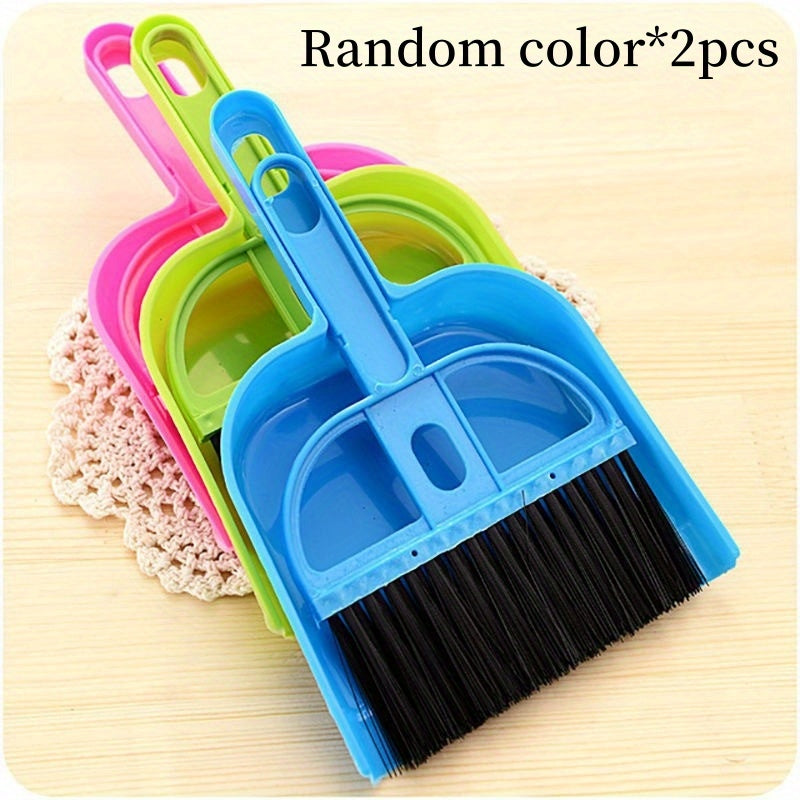 2pcs Mini Broom and Dustpan Cleaning Brush Set, Hard Bristle with Dustpan Pet Supplies Handheld Cleaning Kit, Portable Durable No-Charge Required