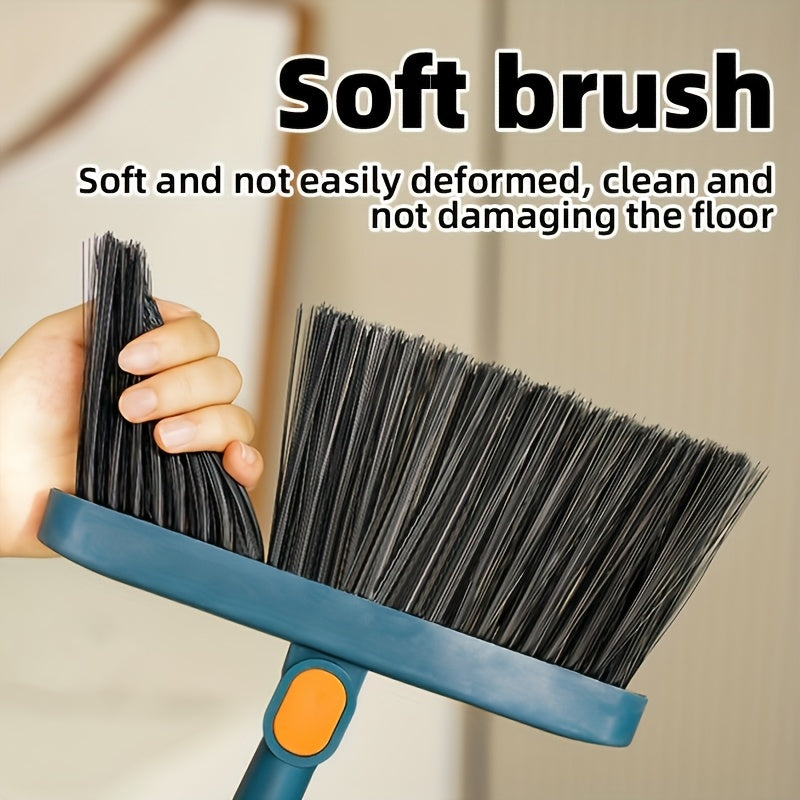 1set Household Broom And Dustpan Set - Durable Sweeping Broom And Dustpan with Long Handle, Creative Dustpan with Comb Tooth, Pet Hair Removal, Floor Cleaning Tool - for Home Office School Dorm - Everyday Cleaning - Great Gift for Housewarming, Ergonomic