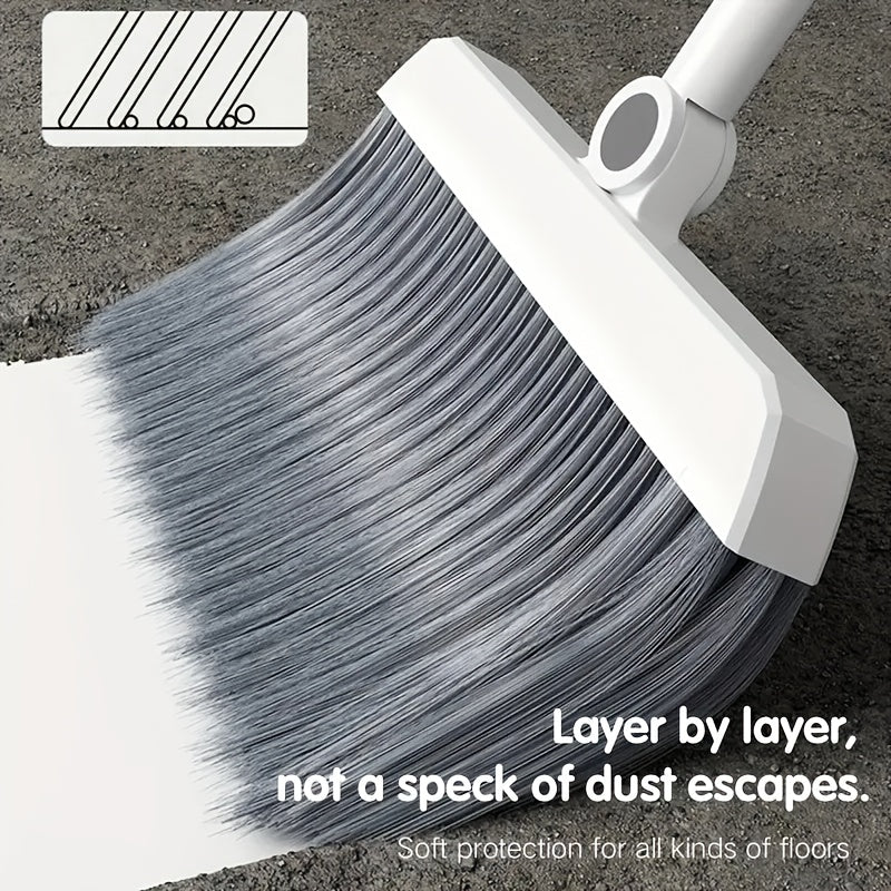 2pcs Set 3-in-1 Rotatable & Foldable Magnetic Suction Broom and Dustpan with Ergonomic Handle, Large Heavy-Duty Head & Non-Stick Soft Bristles - Heavy-Duty Plastic Construction for Pet Hair, Carpets, Hard Floors - Space-Saving Sweeping System