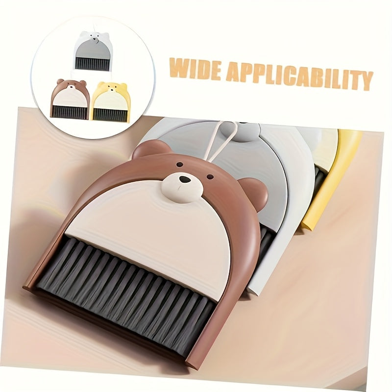 Office Desktop Mini Broom and Dustpan Set, Compact Cleaning Tool, Suitable for Office Desk, Window Sill, Keyboard Cleaning and Home Kitchen, Available in Gray, Brown, and Yellow