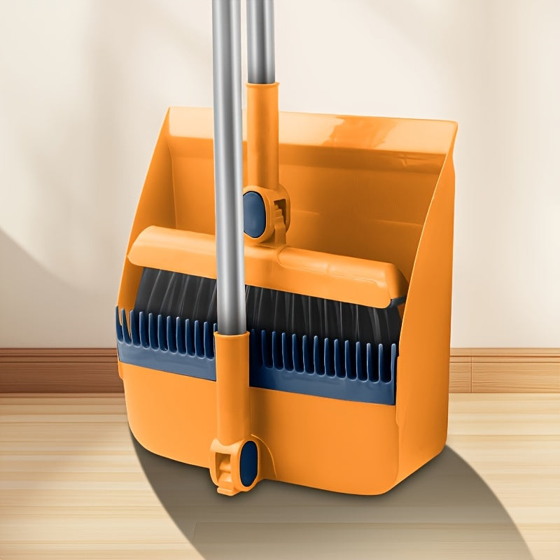 1set Household Broom And Dustpan Set - Durable Sweeping Broom And Dustpan with Long Handle, Creative Dustpan with Comb Tooth, Pet Hair Removal, Floor Cleaning Tool - for Home Office School Dorm - Everyday Cleaning - Great Gift for Housewarming, Ergonomic
