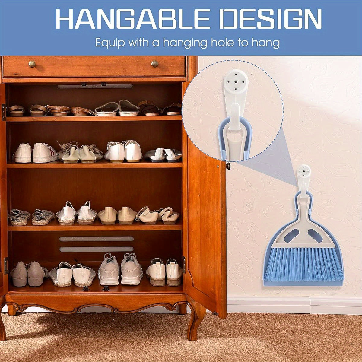 Compact Blue Mini Broom and Dustpan Set with Soft Bristles - Portable Tabletop Cleaning Kit for Kitchen, Bathroom, Living Room, and Bedroom - Ideal for Crumb Sweeping and Dust Removal, Kitchen Cleaning Essentials|Compact Cleaning Kit|Durable Cleaning