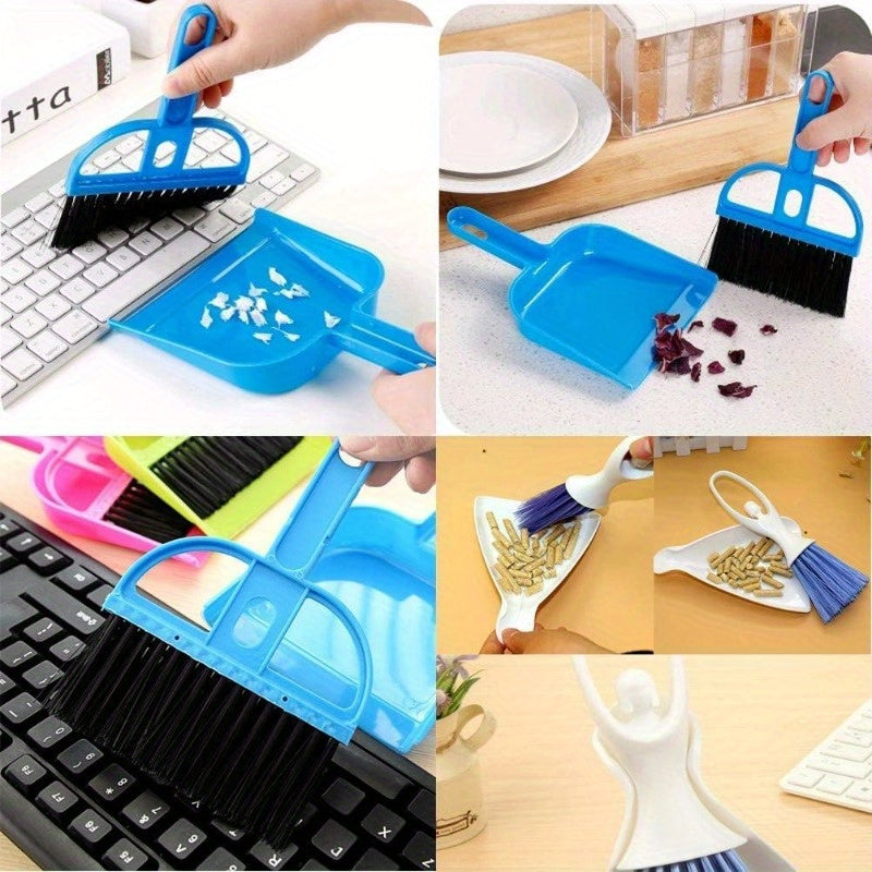 2 Pack Mini Dustpan and Brush Set with Ergonomic Handle & Locking Mechanism - Heavy-Duty BPA-Free Plastic, Compact Pet Cage Cleaner with Hanging Storage for Small Animals - Ideal for Guinea Pigs, Cats, Hamsters, Chinchillas, Rabbits, Reptiles -