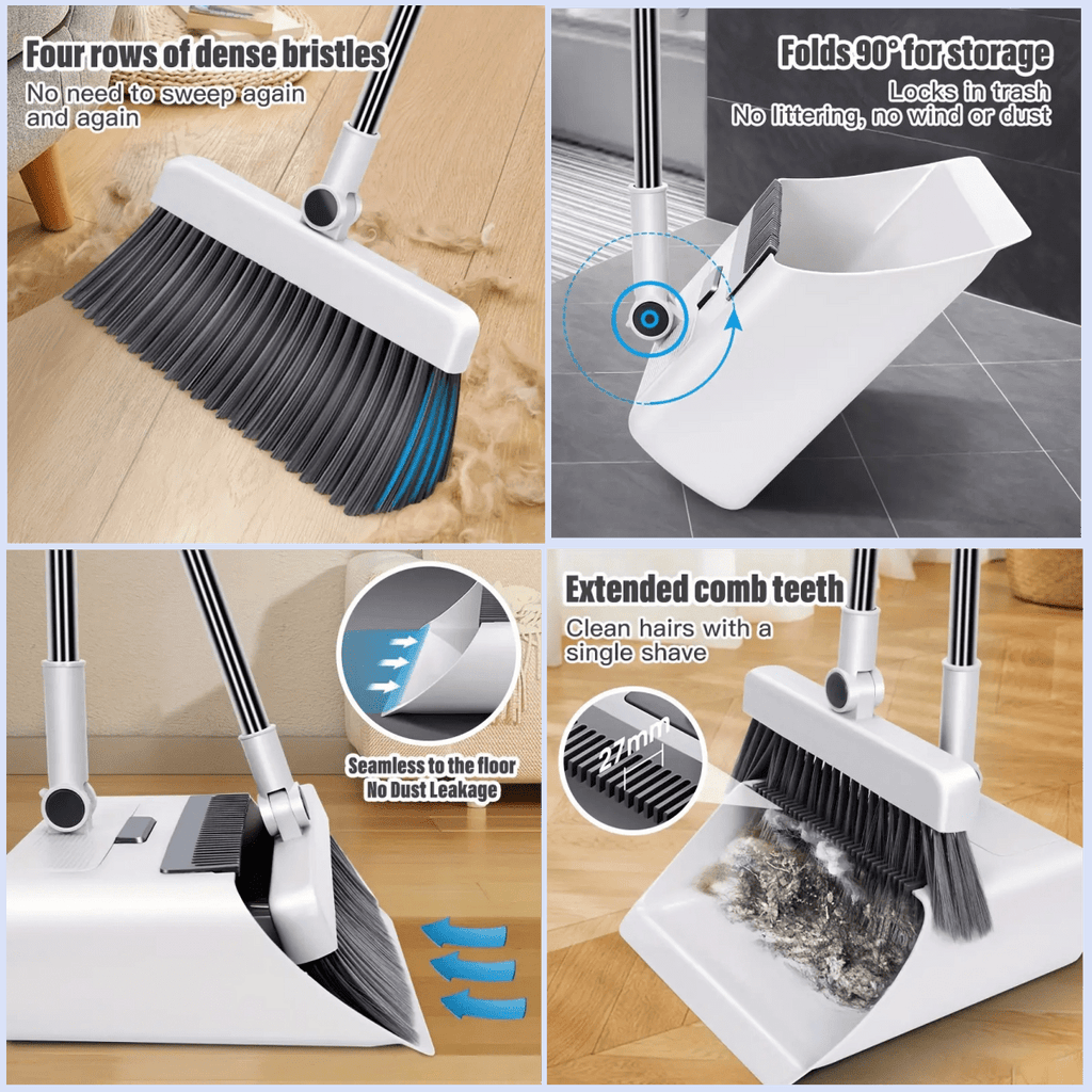 3-in-1 Home Cleaning Set: Soft Bristle Broom, Dustpan, and Brush Combo--Non-Stick Hair, Ideal for Home, Office, School, and Dorm--Perfect Christmas Gift, Cleaning Brush