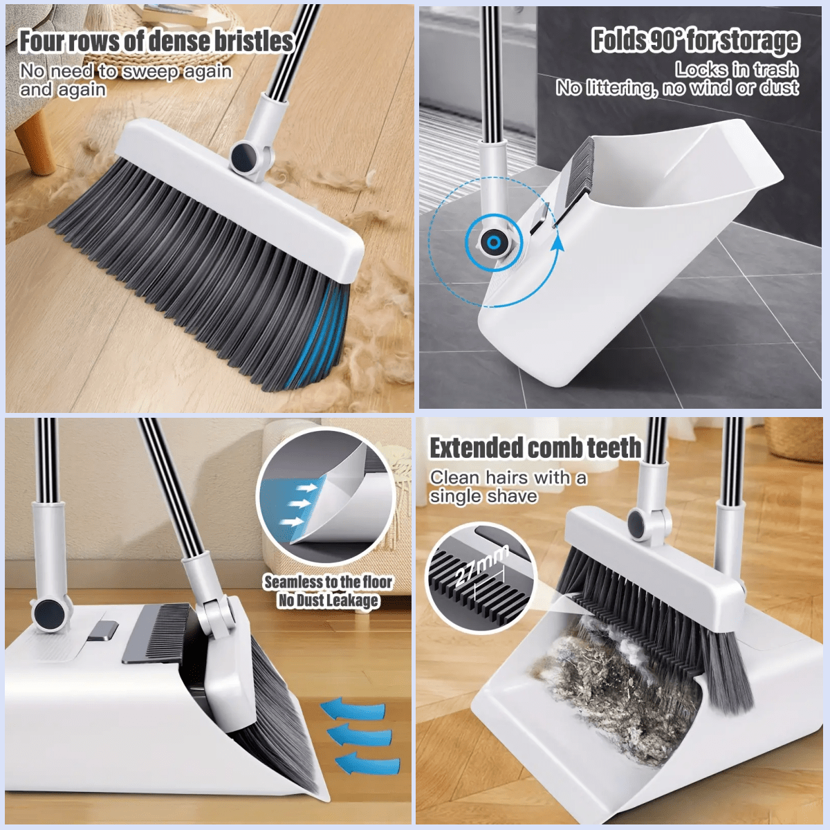 3-in-1 Home Cleaning Set: Soft Bristle Broom, Dustpan, and Brush Combo--Non-Stick Hair, Ideal for Home, Office, School, and Dorm--Perfect Christmas Gift, Cleaning Brush