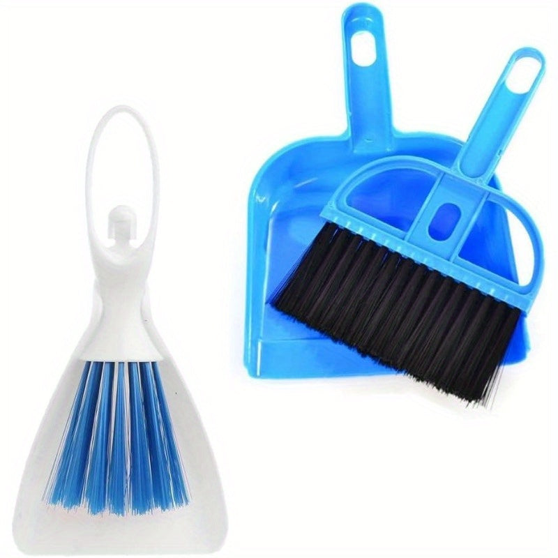 2 Pack Mini Dustpan and Brush Set with Ergonomic Handle & Locking Mechanism - Heavy-Duty BPA-Free Plastic, Compact Pet Cage Cleaner with Hanging Storage for Small Animals - Ideal for Guinea Pigs, Cats, Hamsters, Chinchillas, Rabbits, Reptiles -