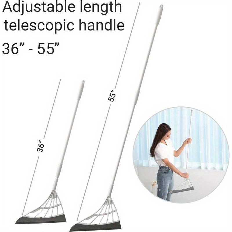 All-Surface Broom & Squeegee - Heavy-Duty Pet Hair Remover, Non-Scratch Floor Cleaner for Hardwood, Tile, Glass, Carpets - Efficient Dust, Debris, Liquid Spills - Ideal for Home, Office, Hotel Cleaning - Durable Construction, Debris Removal, Ergonomic