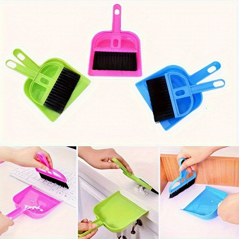 2pcs Mini Broom and Dustpan Cleaning Brush Set, Hard Bristle with Dustpan Pet Supplies Handheld Cleaning Kit, Portable Durable No-Charge Required